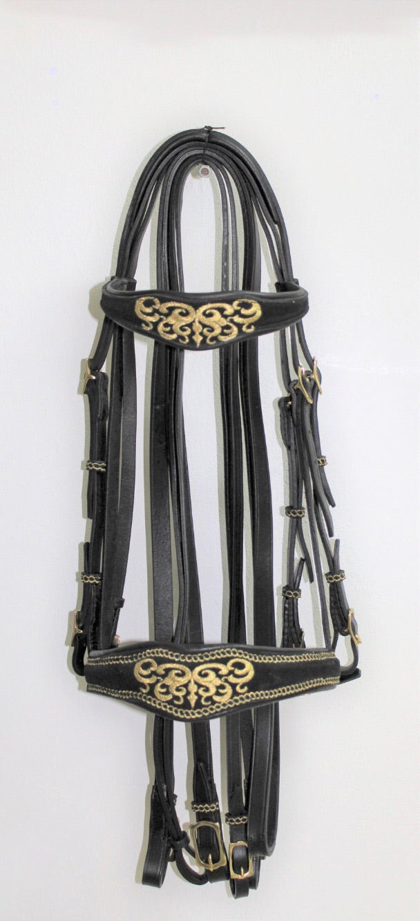 Special Order Baroque Double Bridle with Gold Embroidery 003032